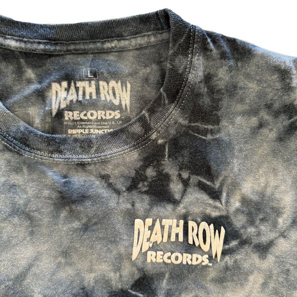 Death Row Records Size Large Blue Tie-Dye T-Shirt with Electric Chair Graphic - Picture 4 of 5